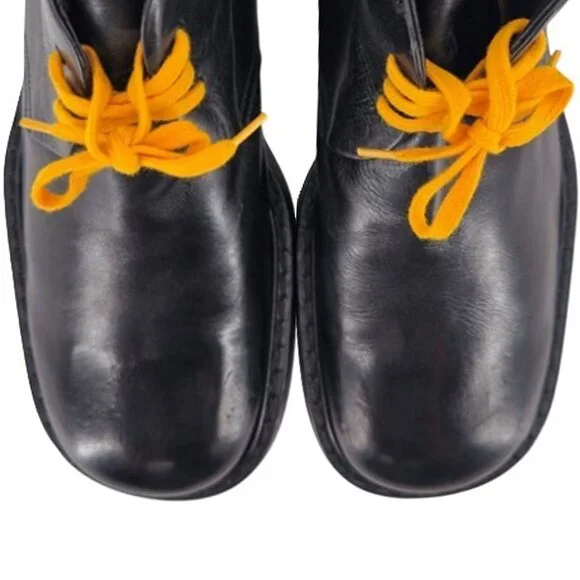 Vintage Paul May Italy Black Leather Chukka Ankle Boots Mens 9W Wide Tall Heels - Picture 11 of 11